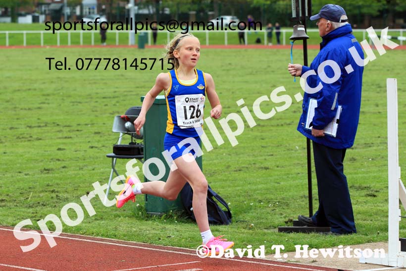 Girls Under-13s 800 metres, 2023 North Eastern Track and Field Champs., Middlesbrough Sports Village, Middlesbrough. Photo: David T. Hewitson/Sports for All Pics